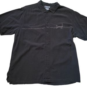 Columbia Embroidered Fishing Theme Silk